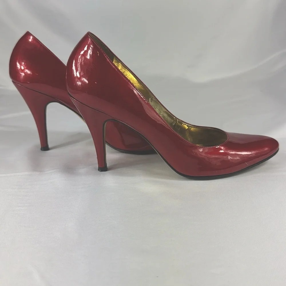 ANTONIO MELANI Red Leather High Heels Size 7M - Picture 6 of 7